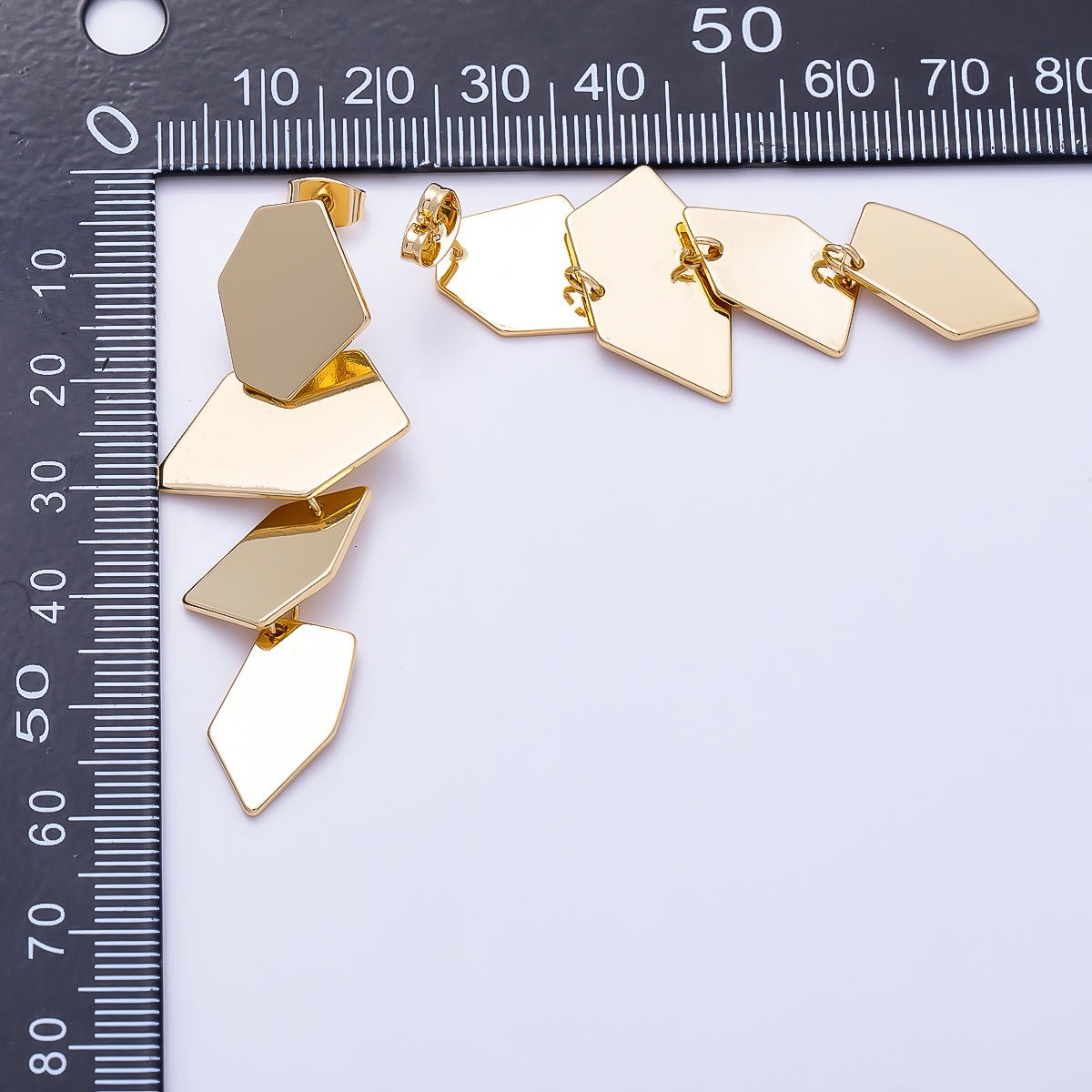 16K Gold Filled 54mm Asymmetric Polygon Statement Drop Earrings | Earrings-00824 - DLUXCA