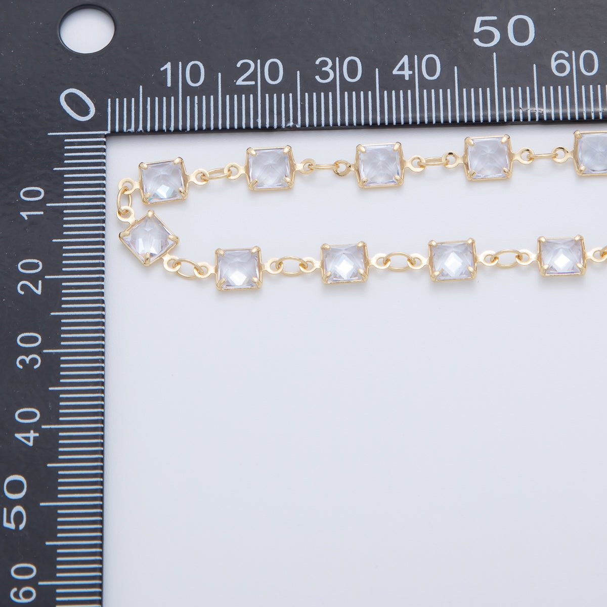 16K Gold Filled 5.5mm Clear Multifaceted Square Link Unfinished Chain by Yard | Roll - 1603 - DLUXCA