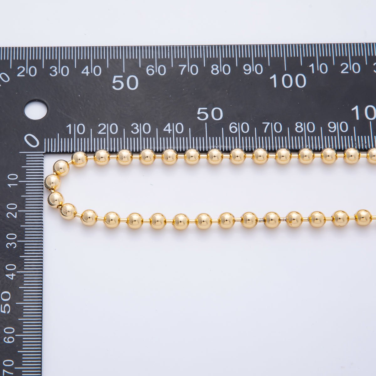 16K Gold Filled 5mm Ball Beads Unfinished Beads Chain by Yard | ROLL - 1688 - DLUXCA