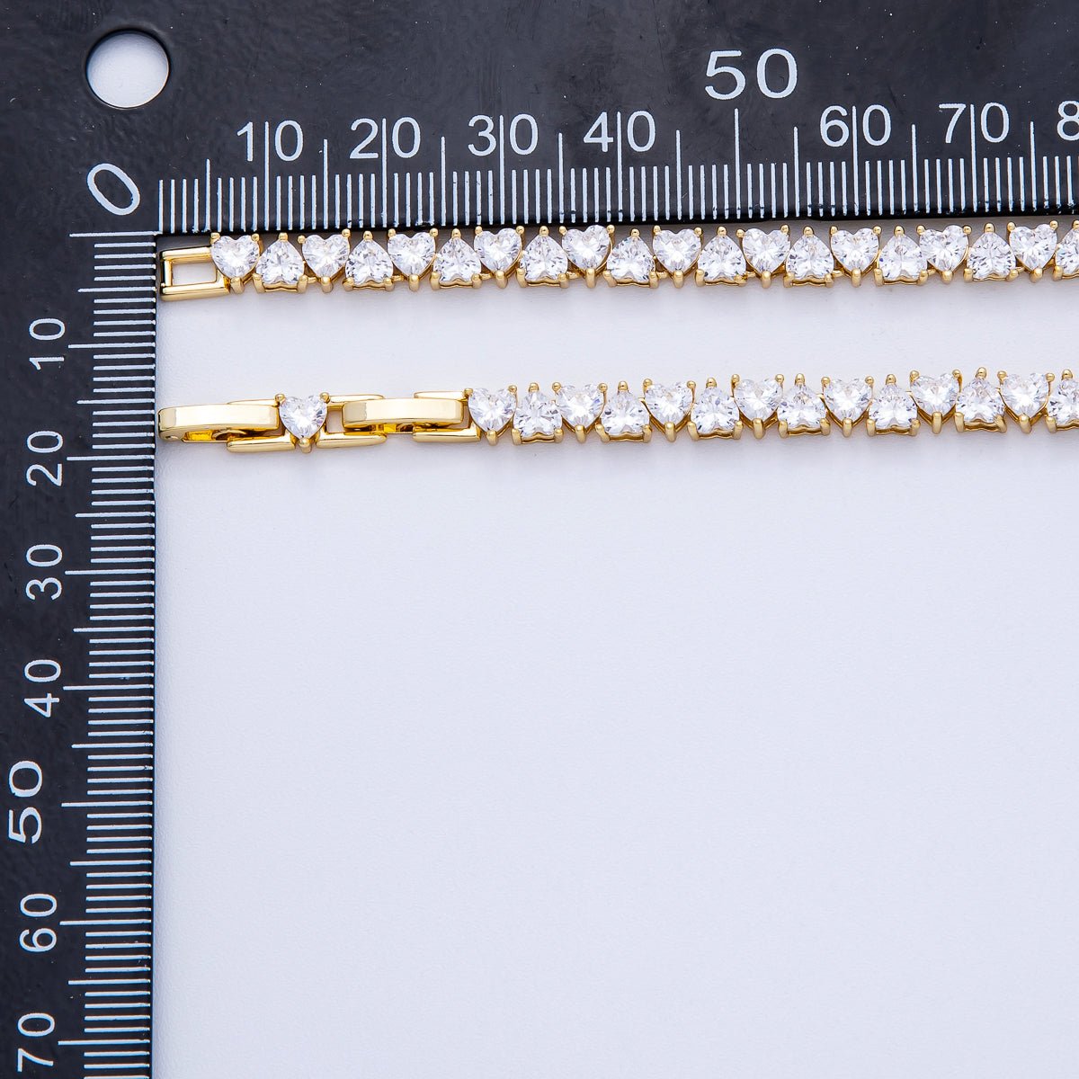 16K Gold Filled 5mm Mini Heart CZ Tennis Chain 17 Inch Adjustable Necklace | WA - 04240 - DLUXCA