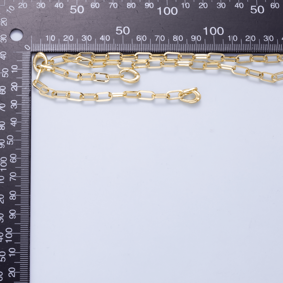 16K Gold Filled 5mm Minimalist Double Drop Lariat Paperclip Chain Push Gate Charm Holder 16 Inch Necklace | WA-00135 - DLUXCA