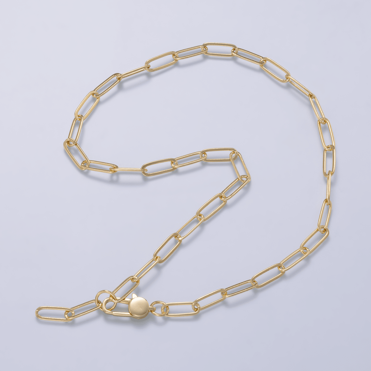 16K Gold Filled 5mm Minimalist Paperclip Lariat Chain 17 Inch Necklace | WA - 04500 - DLUXCA