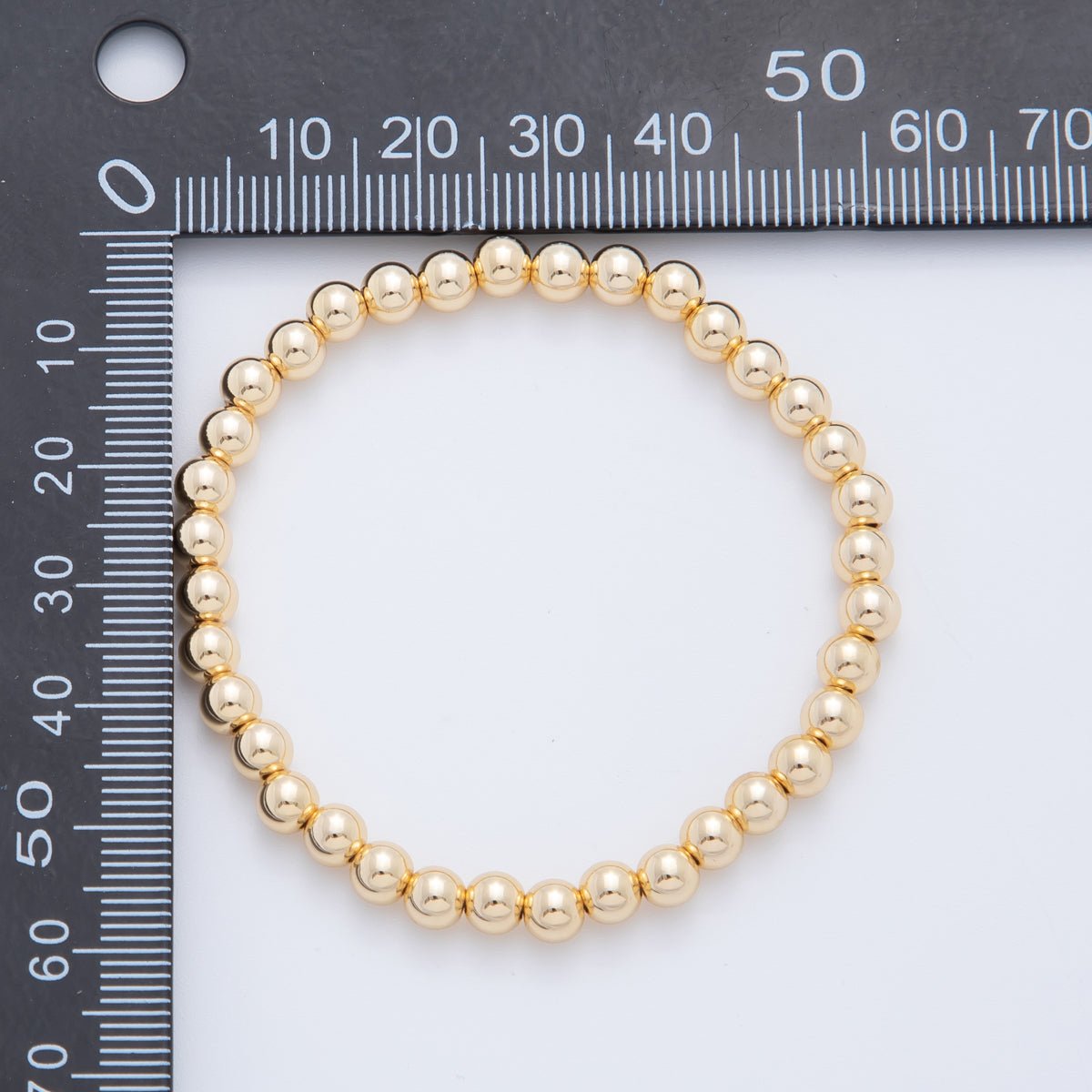 16K Gold Filled 5mm Minimalist Round Ball Stretch Bracelet | WA - 04150 - DLUXCA