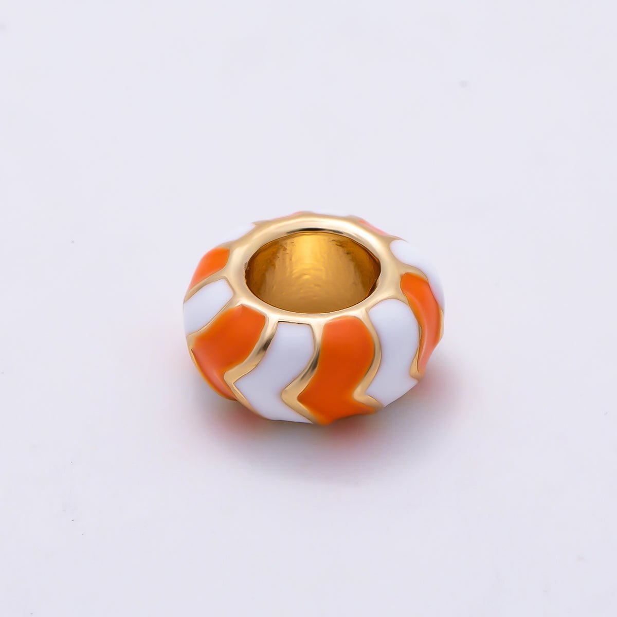 16K Gold Filled 5mm Multicolor Chevron Enamel Large Hole Rondelle Bead | Beads-00502 ~ Beads-00513 - DLUXCA