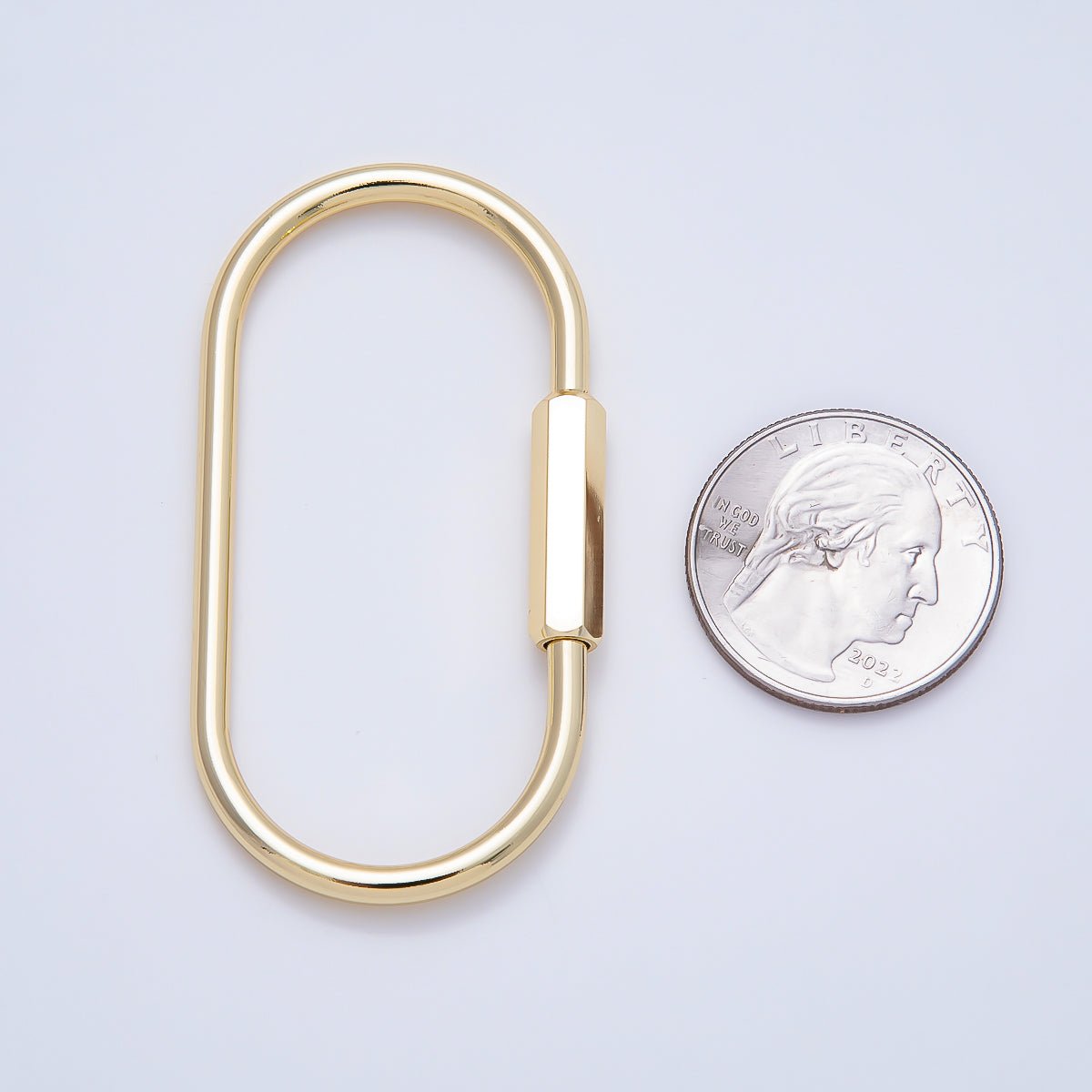 16K Gold Filled 60mm Minimalist Carabiner Enhancer Bag Charm Keychain Findings | Findings-00481 - DLUXCA
