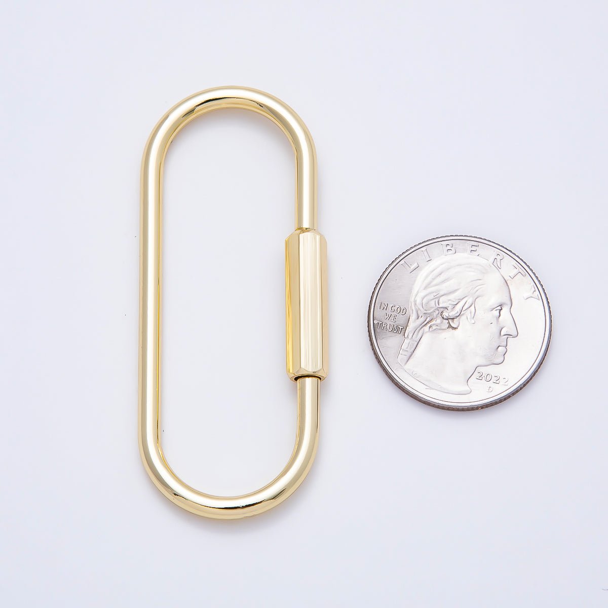 16K Gold Filled 60mm Minimalist Oblong Carabiner Enhancer Bag Charm Keychain Findings | Findings-00482 - DLUXCA