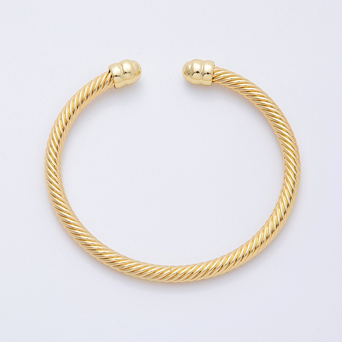 16K Gold Filled 62mm Twisted Croissant Cuff Bracelet in Gold & Silver | WA4114 - DLUXCA
