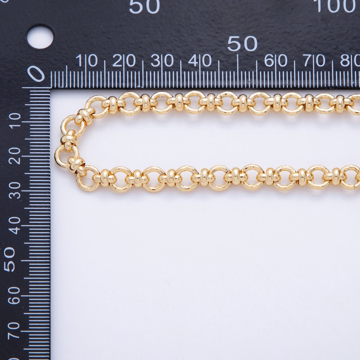 16K Gold Filled 6.8mm Rolo Figure Eight Link Unfinished Chain by Yard | Roll - 1567 - DLUXCA