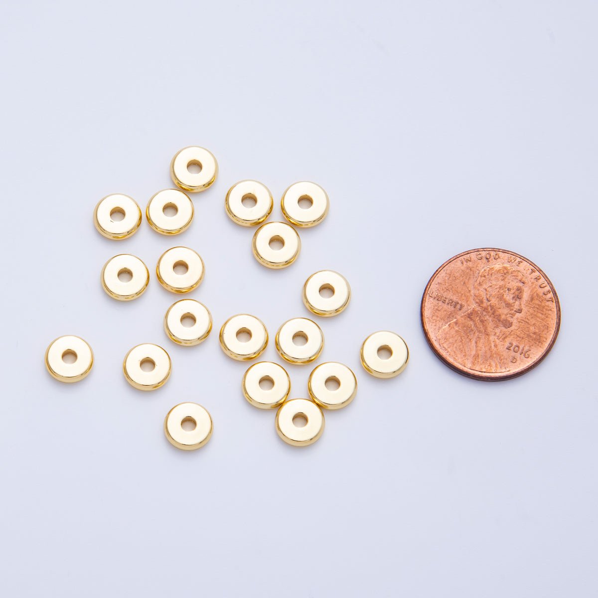 16K Gold Filled 6.8mm x 2mm Minimalist Rondelle Spacer Findings by 50 Pieces | Beads - 00138 - DLUXCA