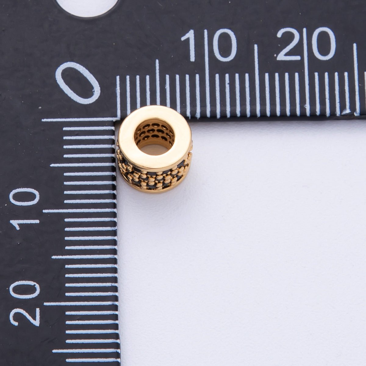 16K Gold Filled 6mm Black, Purple, Clear, Green, Blue, Fuchsia Micro Paved CZ Rondelle Bead | Beads - 000222~00027 - DLUXCA