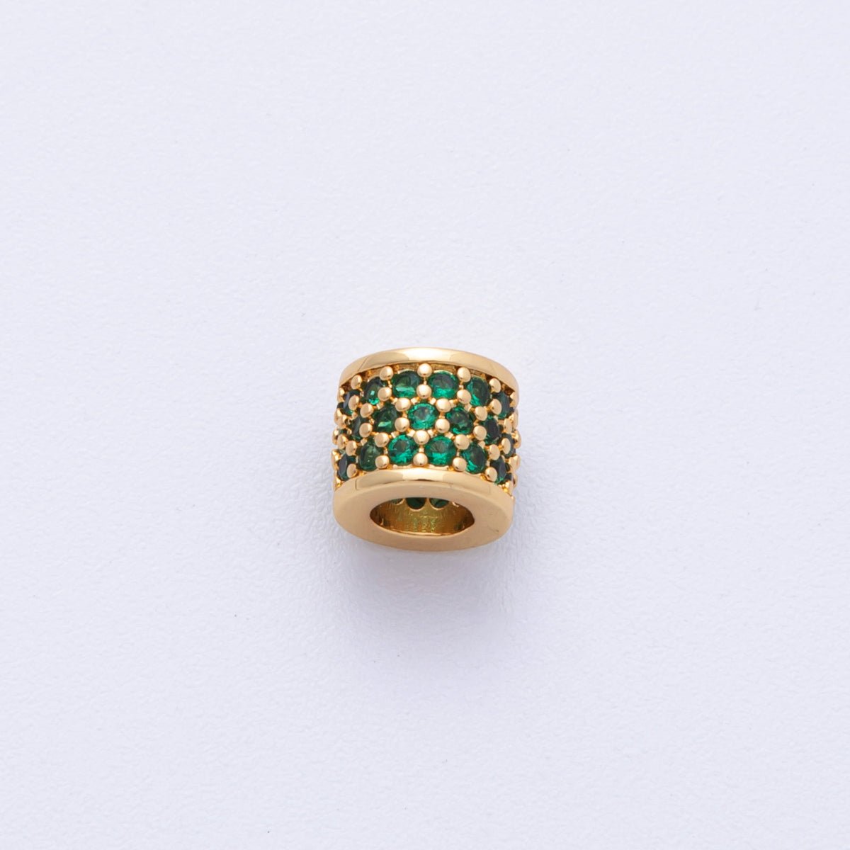 16K Gold Filled 6mm Black, Purple, Clear, Green, Blue, Fuchsia Micro Paved CZ Rondelle Bead | Beads - 000222~00027 - DLUXCA