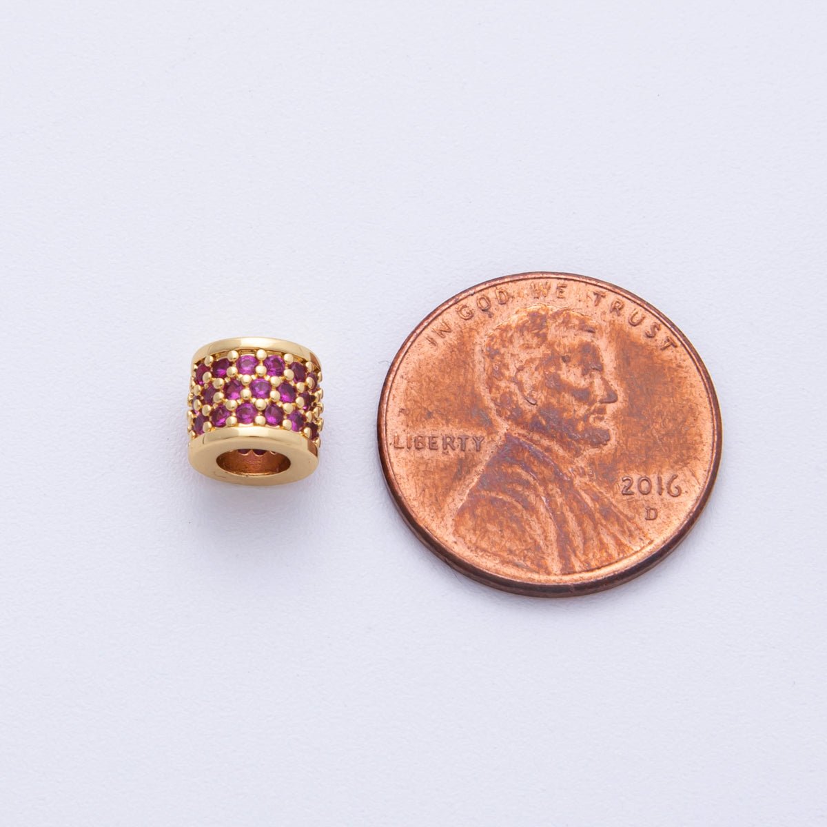 16K Gold Filled 6mm Black, Purple, Clear, Green, Blue, Fuchsia Micro Paved CZ Rondelle Bead | Beads - 000222~00027 - DLUXCA