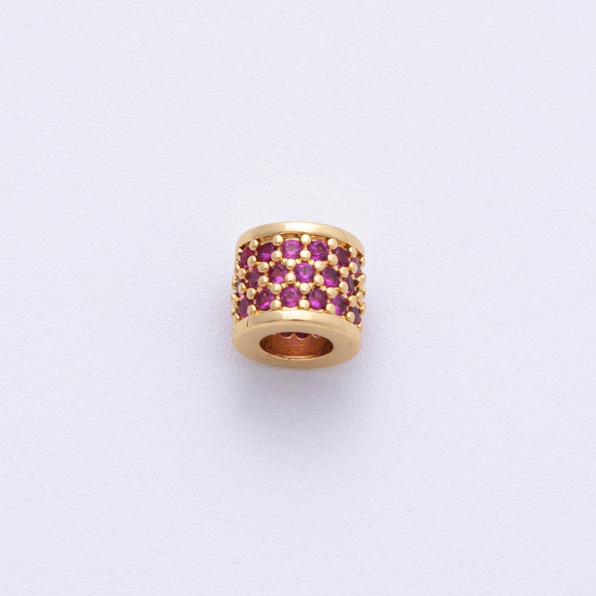 16K Gold Filled 6mm Black, Purple, Clear, Green, Blue, Fuchsia Micro Paved CZ Rondelle Bead | Beads - 000222~00027 - DLUXCA