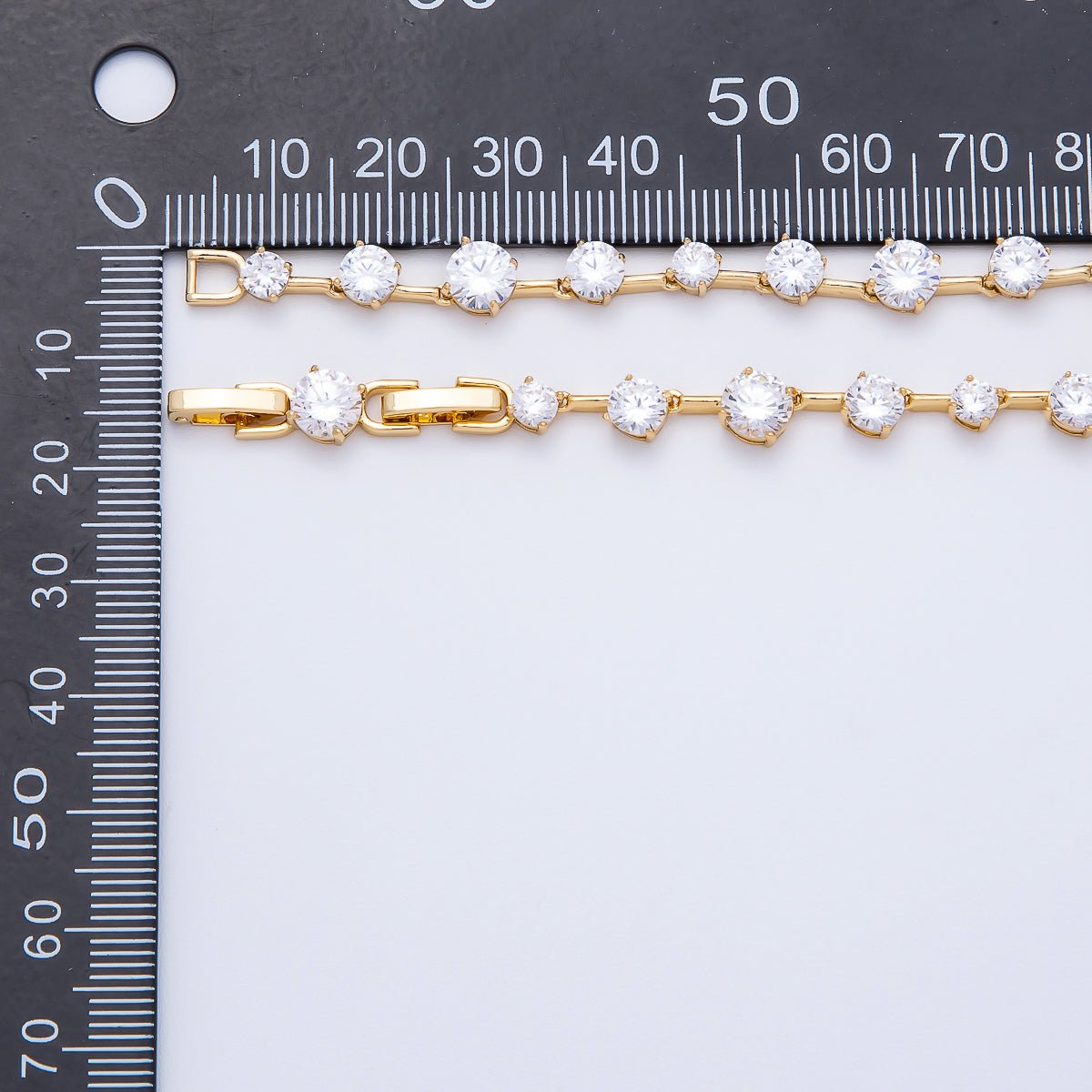 16K Gold Filled 6mm Graduated Tennis Chain 17 Inch Choker Necklace | WA - 04408 - DLUXCA