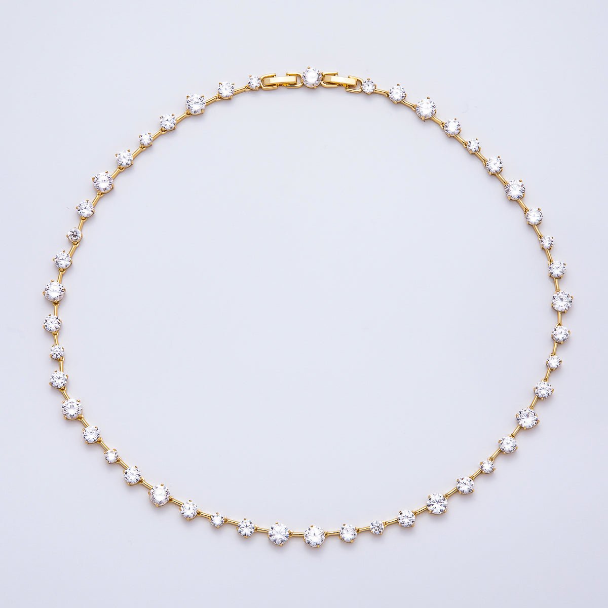 16K Gold Filled 6mm Graduated Tennis Chain 17 Inch Choker Necklace | WA - 04408 - DLUXCA