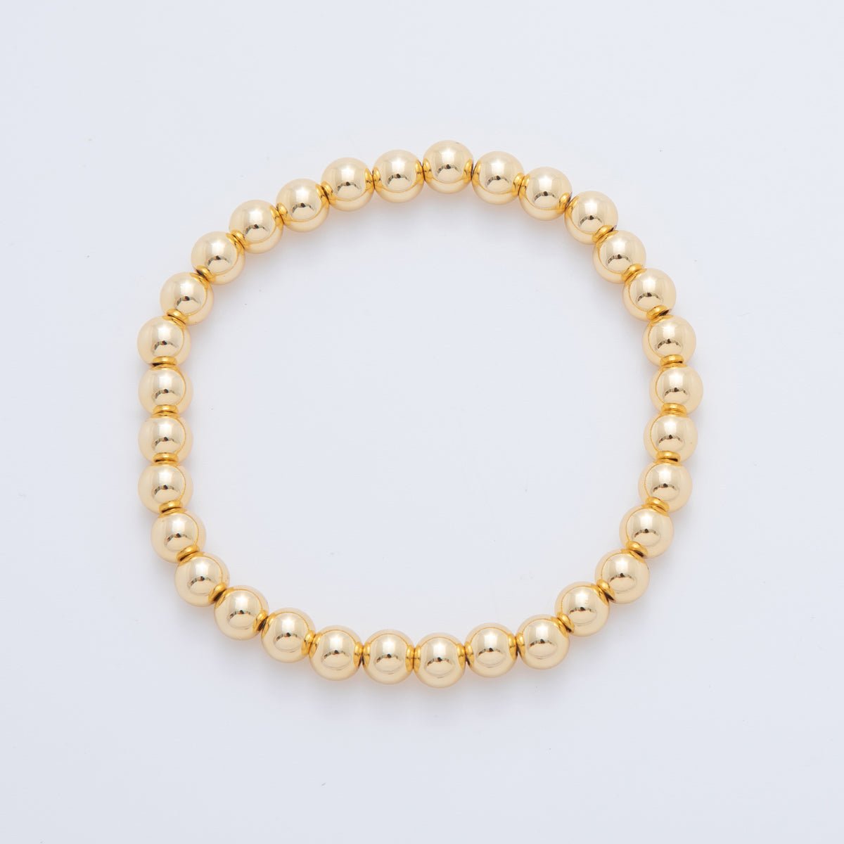 16K Gold Filled 6mm Minimalist Round Ball Stretch Bracelet | WA - 04151 - DLUXCA