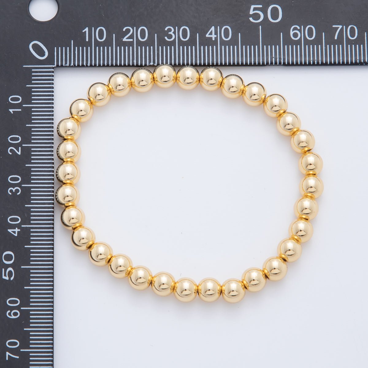 16K Gold Filled 6mm Minimalist Round Ball Stretch Bracelet | WA - 04151 - DLUXCA