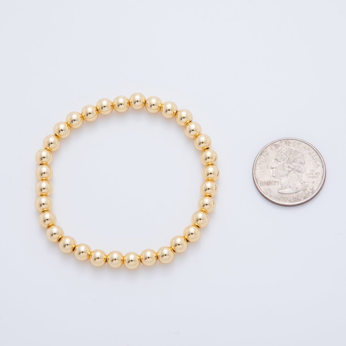 16K Gold Filled 6mm Minimalist Round Ball Stretch Bracelet | WA - 04151 - DLUXCA