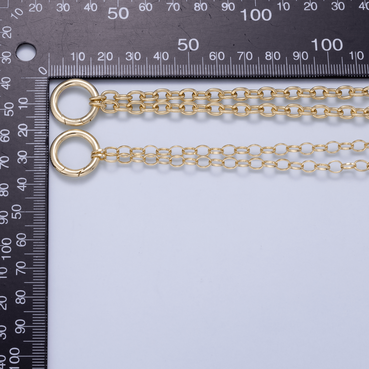 16K Gold Filled 6mm Push Gate Charm Connector Holder Ring Rolo Chain 18 Inch Necklace - DLUXCA