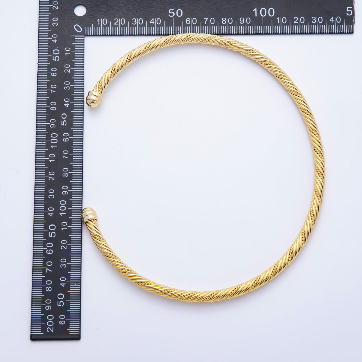 16K Gold Filled 6mm Twisted Croissant Cuff Collar Necklace | WA - 04156 - DLUXCA