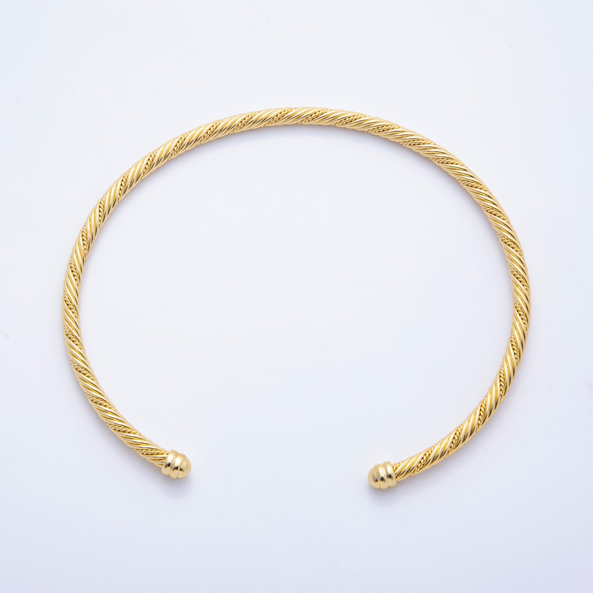 16K Gold Filled 6mm Twisted Croissant Cuff Collar Necklace | WA - 04156 - DLUXCA