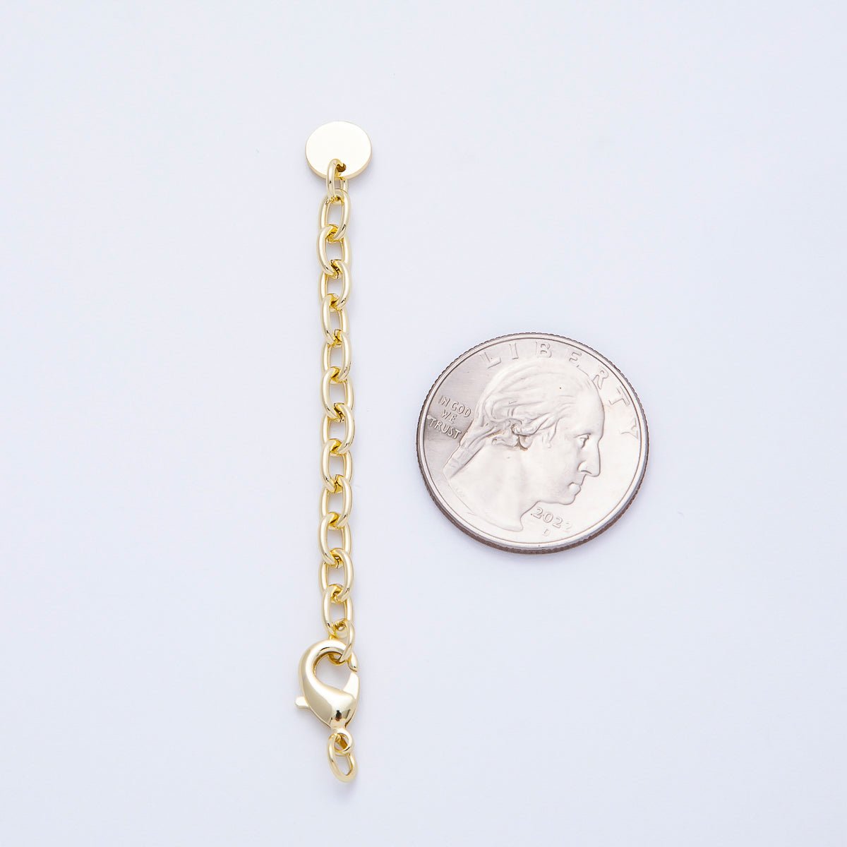 16K Gold Filled 7 Inch Lobster Clasp Round Tag Cable Chain Extender Closure | Findings - 00168 - DLUXCA