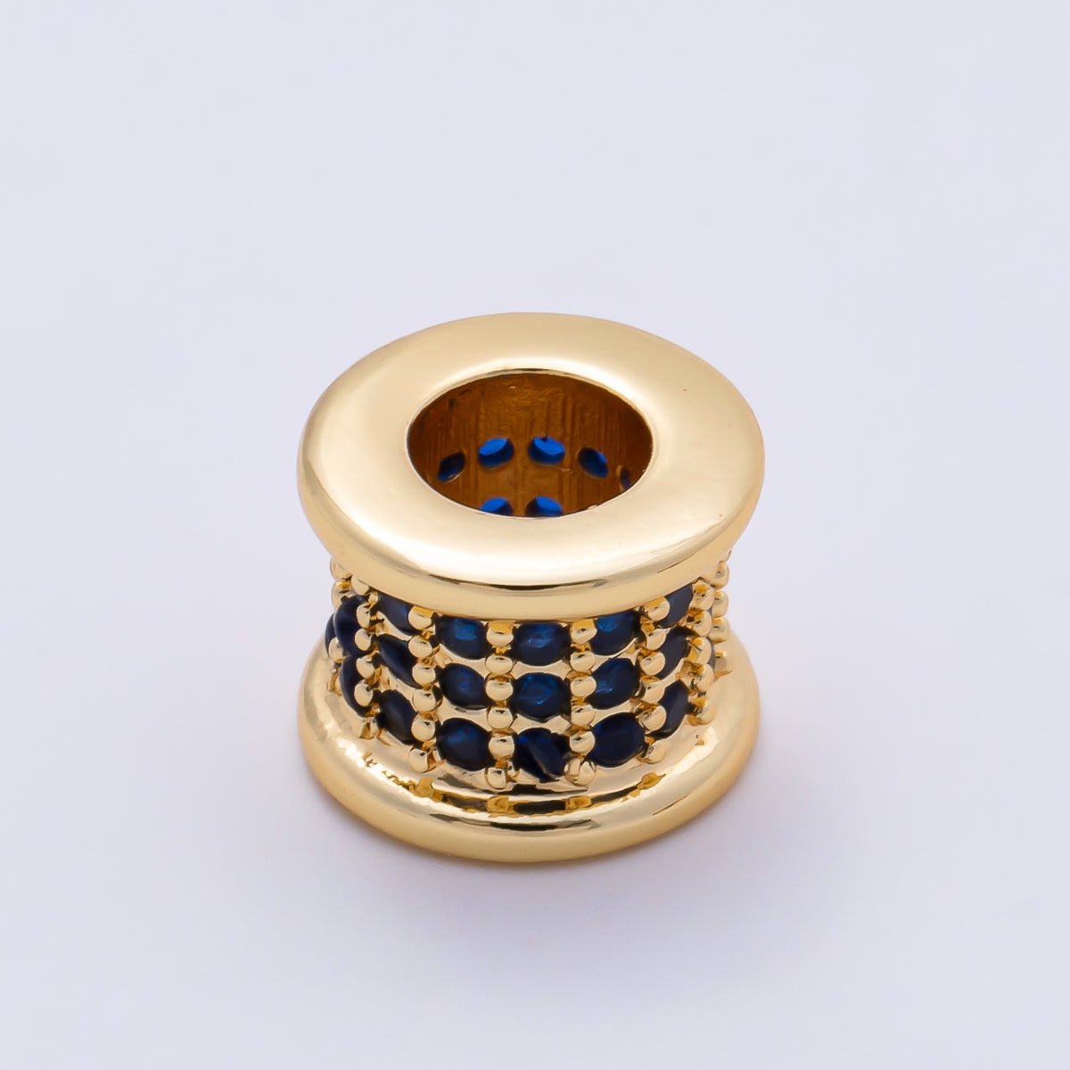 16K Gold Filled 7.5mm Birthstone Micro Paved CZ Wide Spacer Beads | Beads-00351 ~ Beads-00362 - DLUXCA