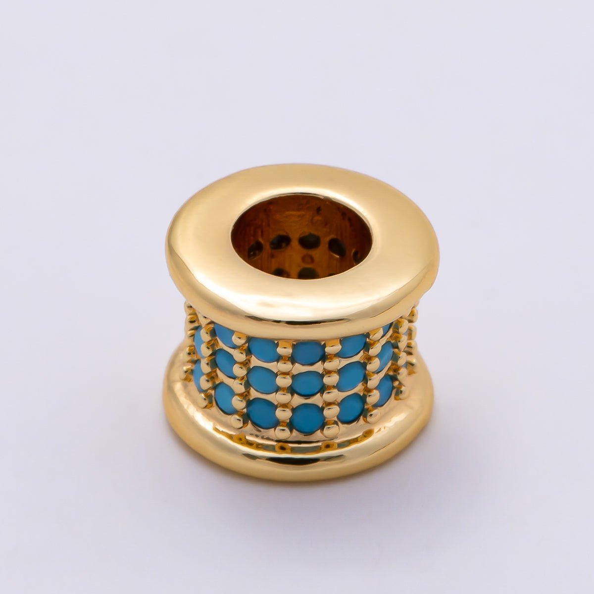 16K Gold Filled 7.5mm Birthstone Micro Paved CZ Wide Spacer Beads | Beads-00351 ~ Beads-00362 - DLUXCA