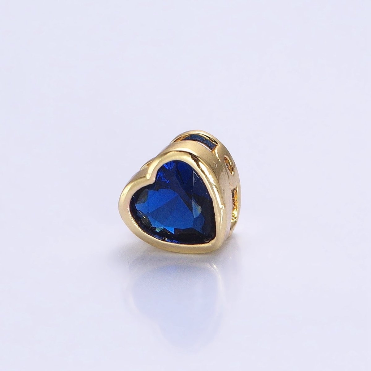 16K Gold Filled 7mm Colorful CZ Heart Bead Charm Spacer | B - 797 B - 798 B - 344 B - 800 - DLUXCA