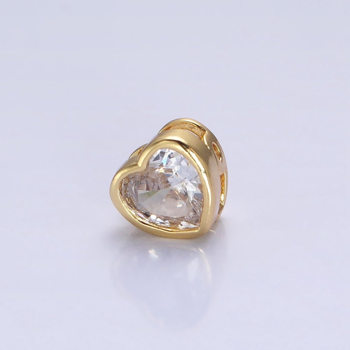 16K Gold Filled 7mm Colorful CZ Heart Bead Charm Spacer | B - 797 B - 798 B - 344 B - 800 - DLUXCA