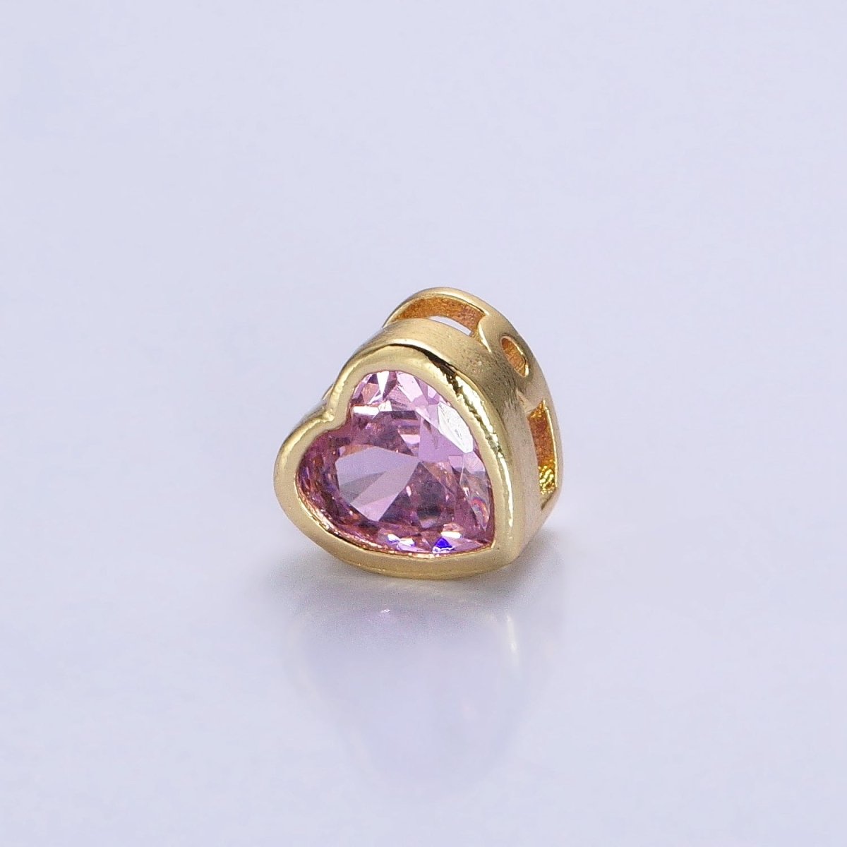 16K Gold Filled 7mm Colorful CZ Heart Bead Charm Spacer | B - 797 B - 798 B - 344 B - 800 - DLUXCA