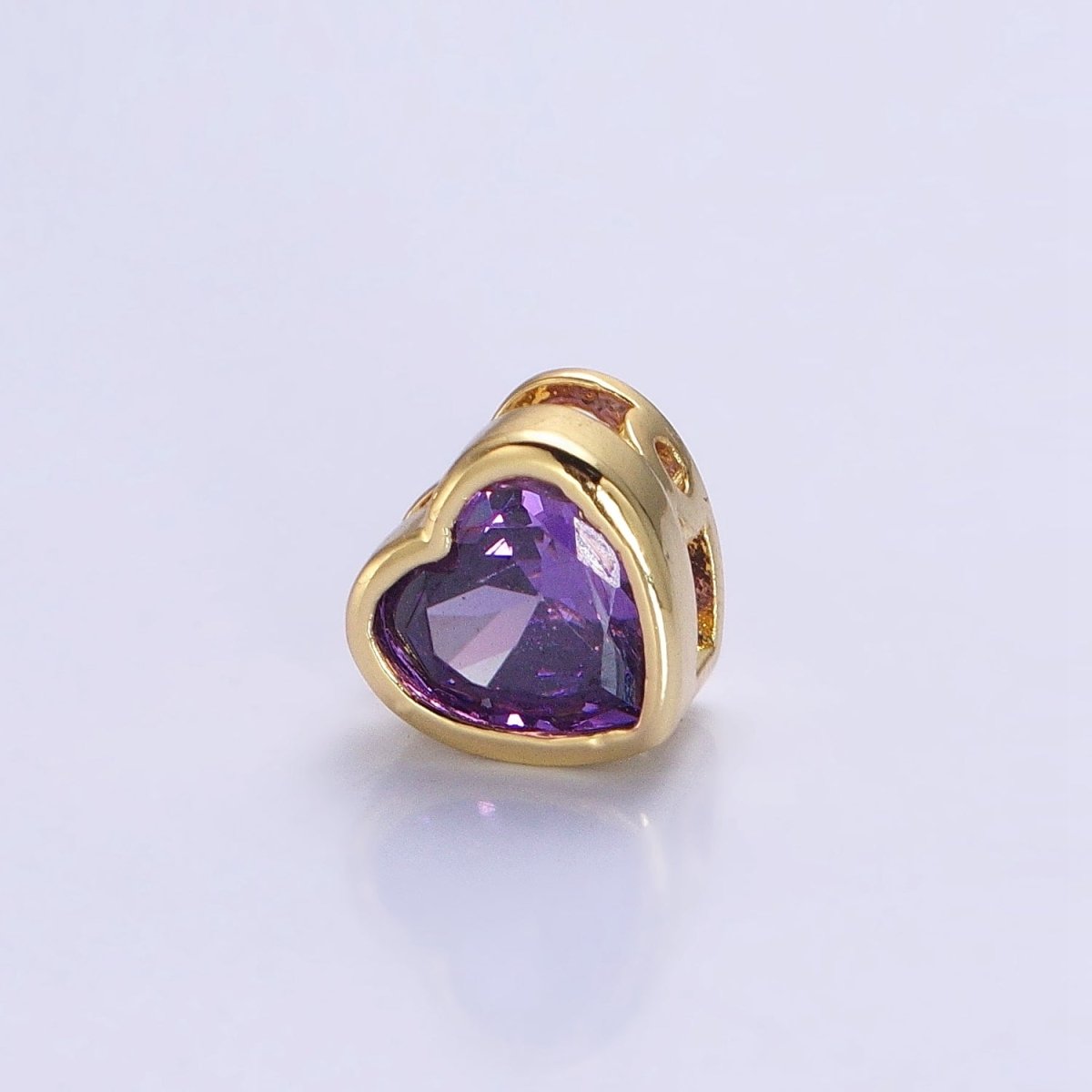 16K Gold Filled 7mm Colorful CZ Heart Bead Charm Spacer | B - 797 B - 798 B - 344 B - 800 - DLUXCA