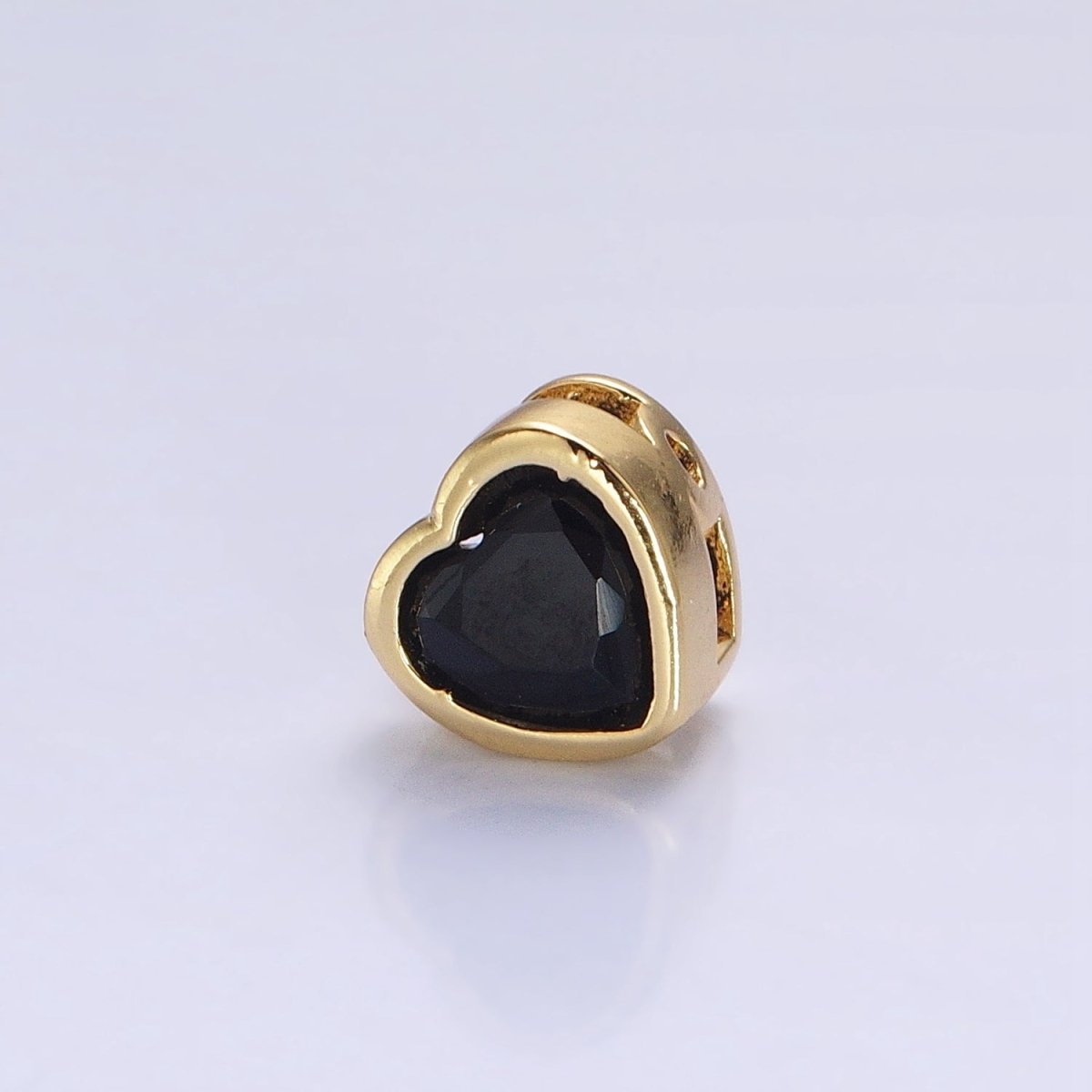 16K Gold Filled 7mm Colorful CZ Heart Bead Charm Spacer | B - 797 B - 798 B - 344 B - 800 - DLUXCA