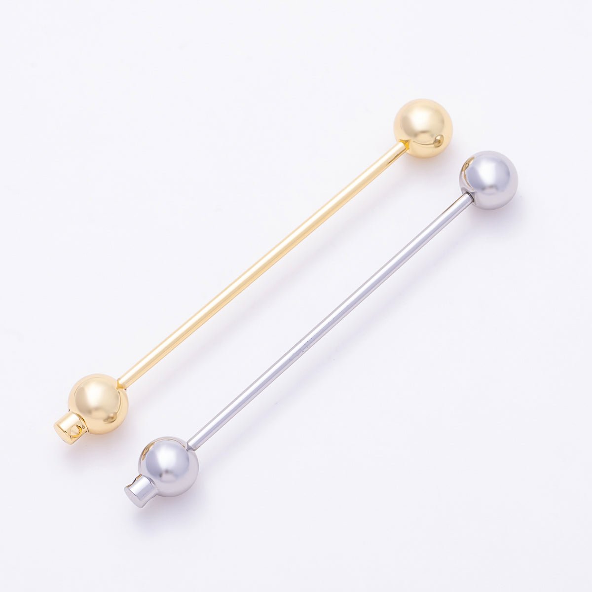 16K Gold Filled 86mm Minimalist Linear Bar Barbell in Gold & Silver | Findings-00496 Findings-00497 - DLUXCA