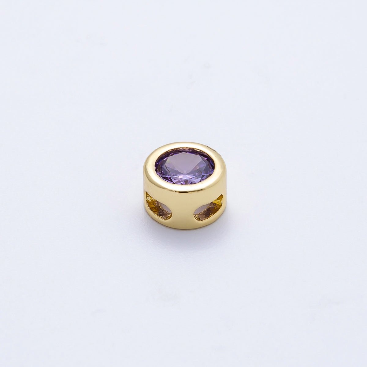 16K Gold Filled 8mm Bezel - Set Birthstone Rondelle Spacer Beads | Beads - 00278 ~ Beads - 00289 - DLUXCA