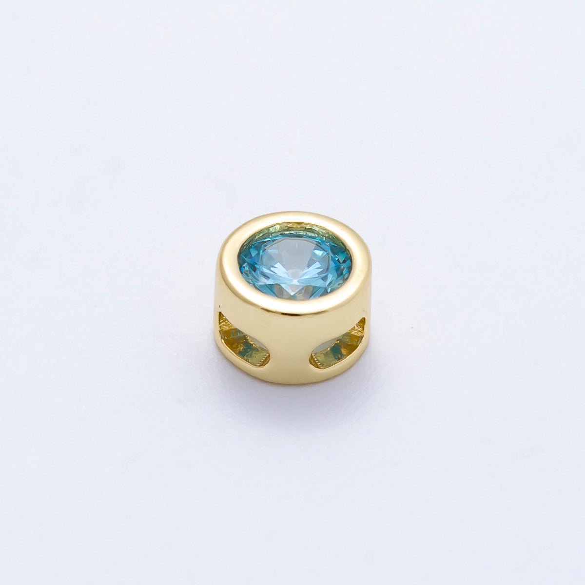 16K Gold Filled 8mm Bezel - Set Birthstone Rondelle Spacer Beads | Beads - 00278 ~ Beads - 00289 - DLUXCA