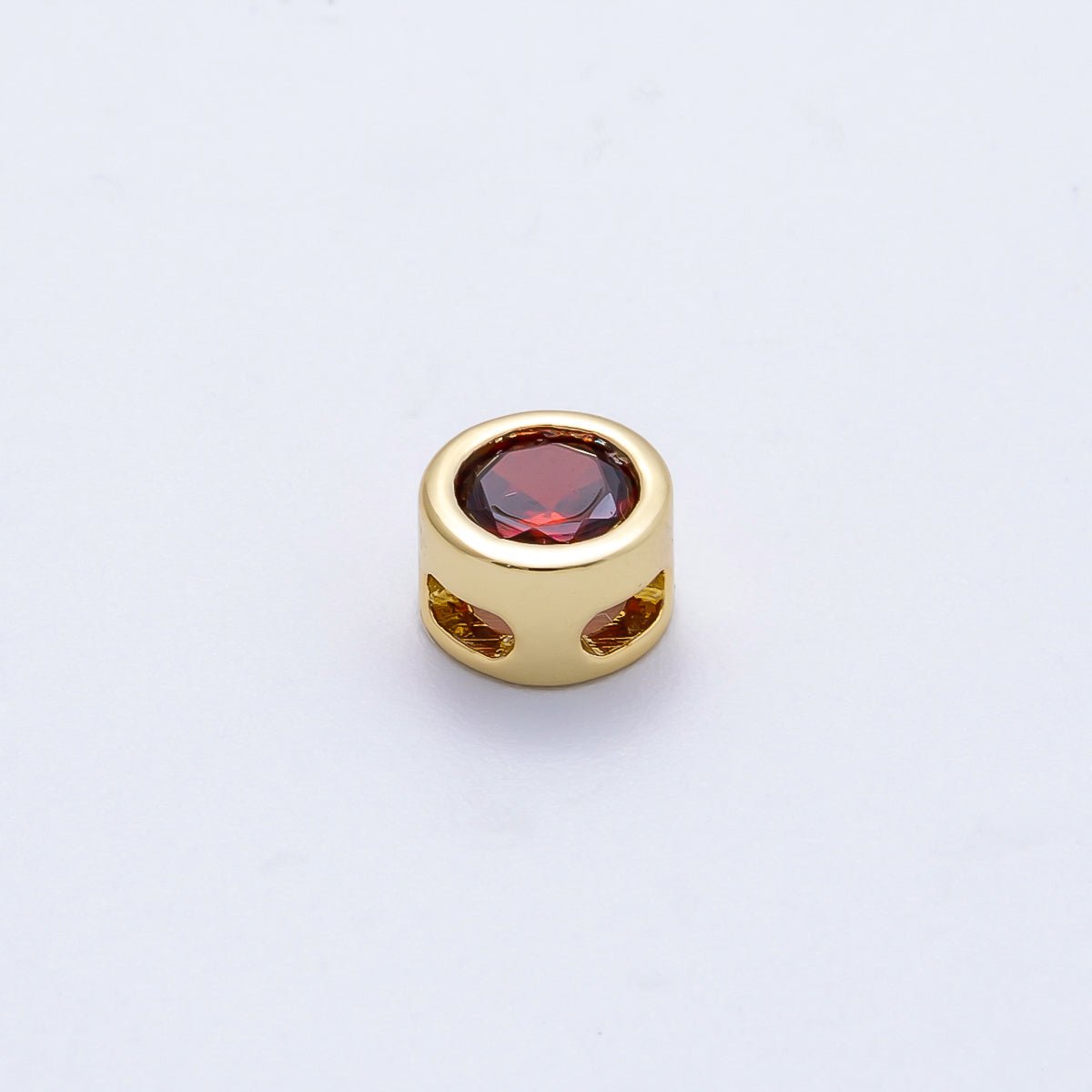 16K Gold Filled 8mm Bezel - Set Birthstone Rondelle Spacer Beads | Beads - 00278 ~ Beads - 00289 - DLUXCA
