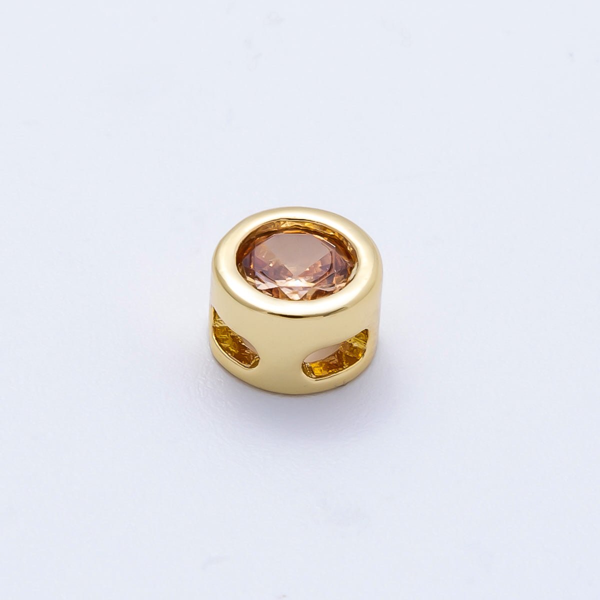 16K Gold Filled 8mm Bezel - Set Birthstone Rondelle Spacer Beads | Beads - 00278 ~ Beads - 00289 - DLUXCA