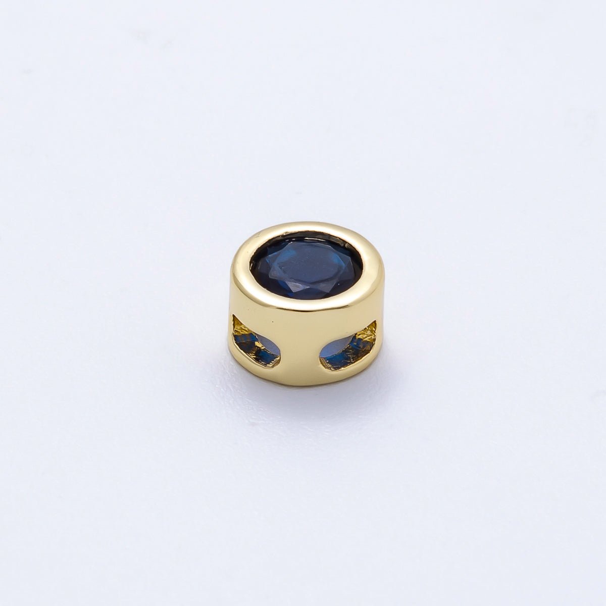 16K Gold Filled 8mm Bezel - Set Birthstone Rondelle Spacer Beads | Beads - 00278 ~ Beads - 00289 - DLUXCA