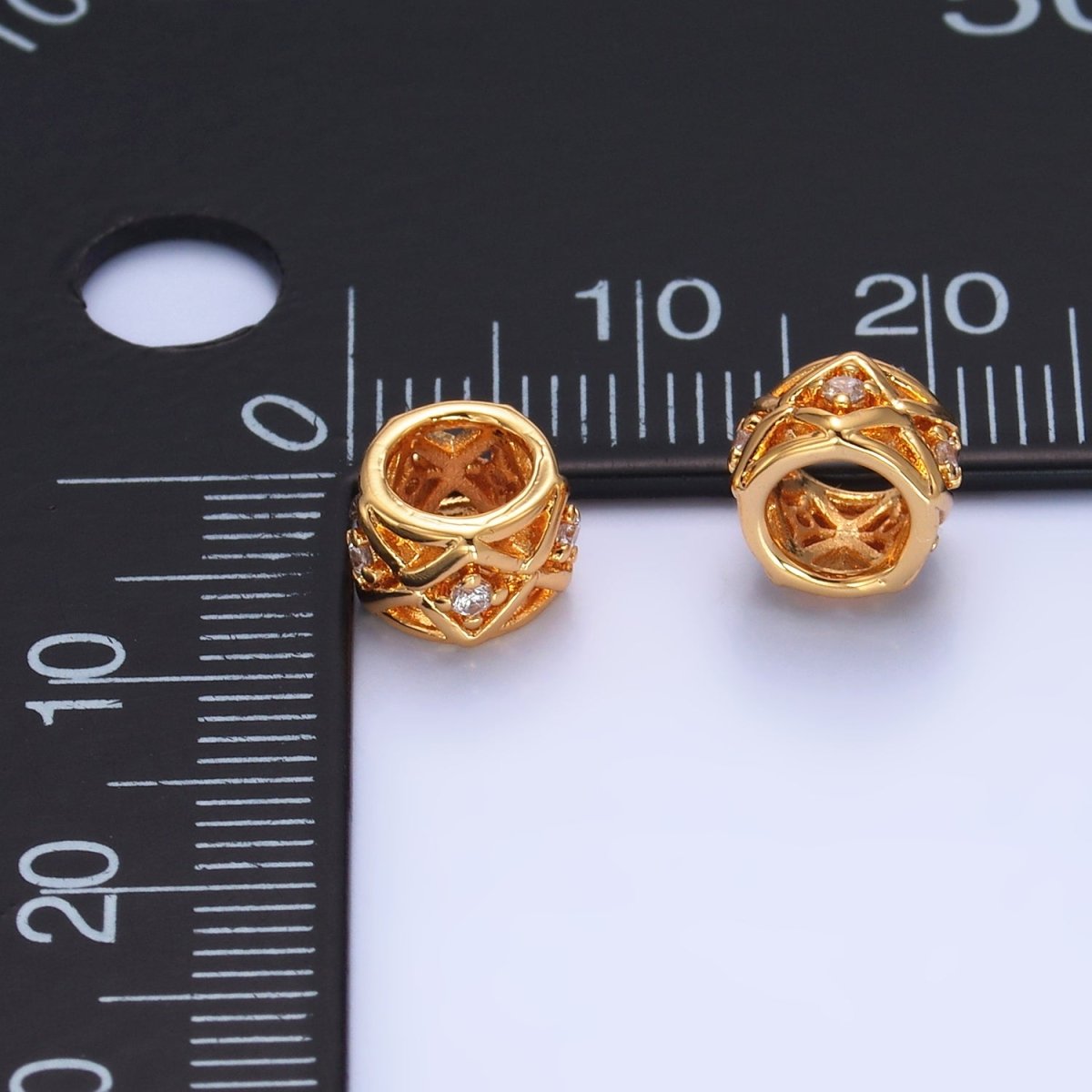 16K Gold Filled 8mm CZ Geometric Artisan Filigree Bead | B108 - DLUXCA