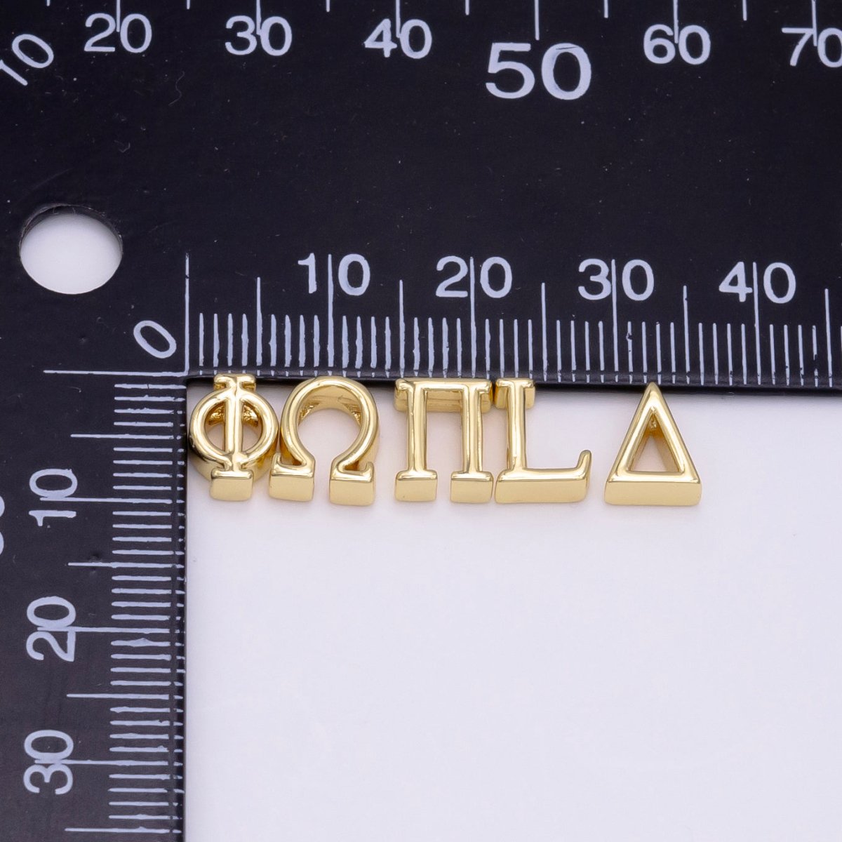 16K Gold Filled 8mm Minimalist Greek Letter Bead in Gold & Silver | B896 - B900 - DLUXCA