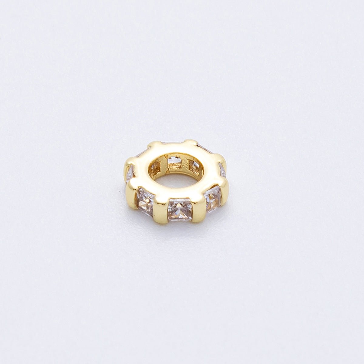 16K Gold Filled 8mm Personalized Birthstone Micro Paved Round CZ Rondelle Spacer Set | Beads - 00152 ~ Beads - 00163 - DLUXCA