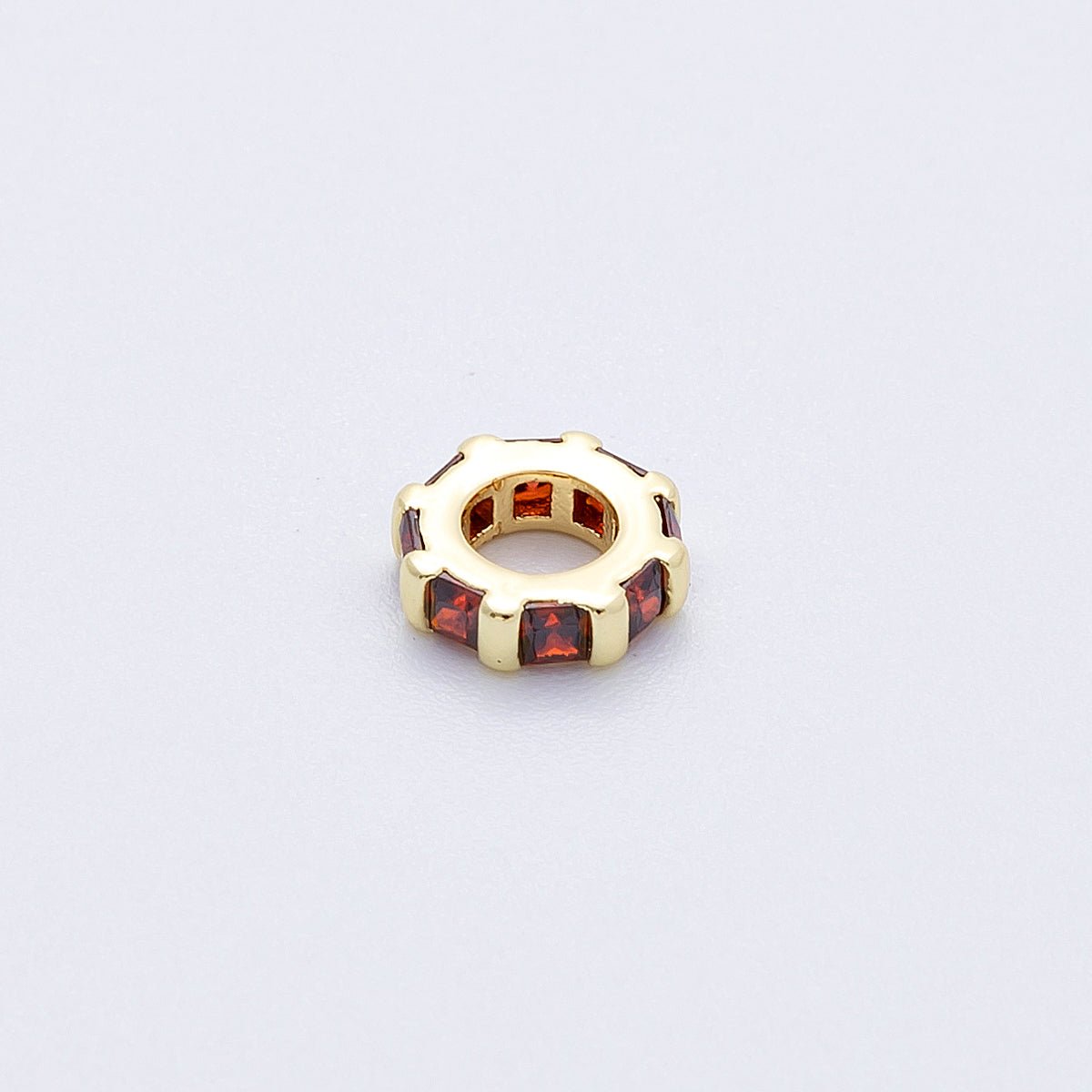 16K Gold Filled 8mm Personalized Birthstone Micro Paved Round CZ Rondelle Spacer Set | Beads - 00152 ~ Beads - 00163 - DLUXCA