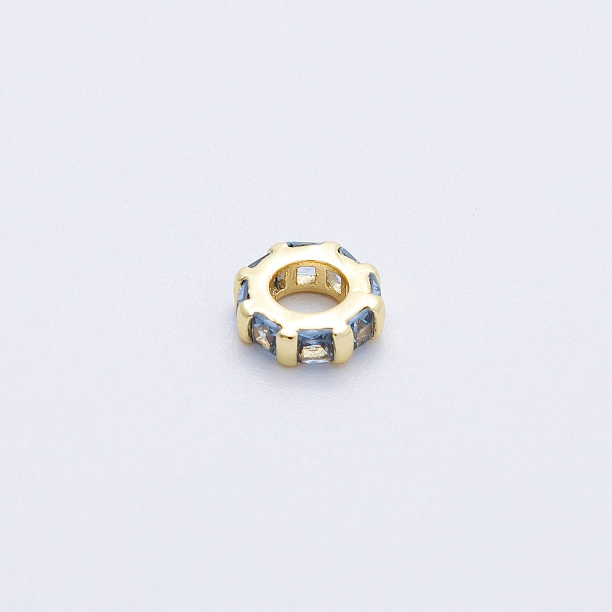 16K Gold Filled 8mm Personalized Birthstone Micro Paved Round CZ Rondelle Spacer Set | Beads - 00152 ~ Beads - 00163 - DLUXCA
