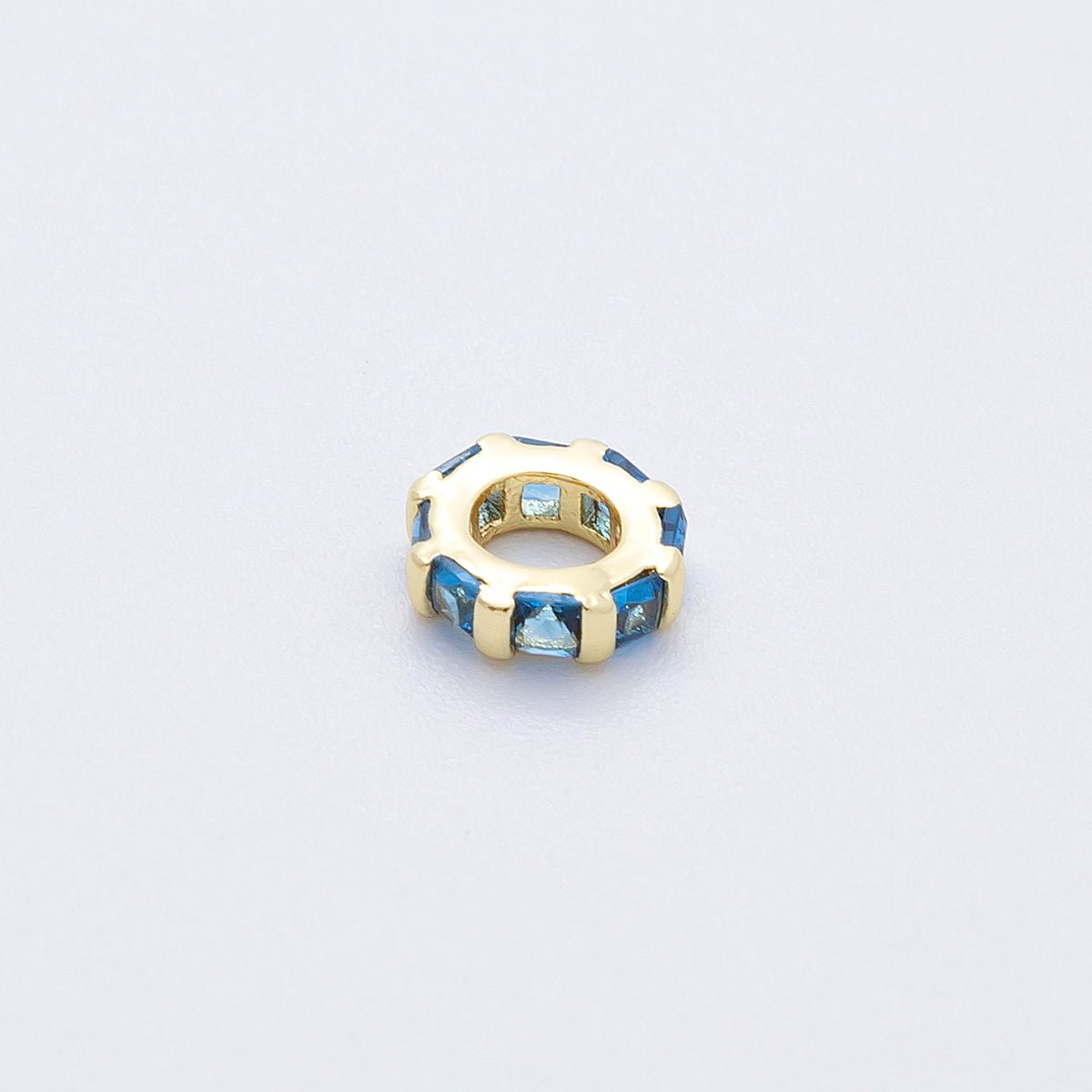 16K Gold Filled 8mm Personalized Birthstone Micro Paved Round CZ Rondelle Spacer Set | Beads - 00152 ~ Beads - 00163 - DLUXCA