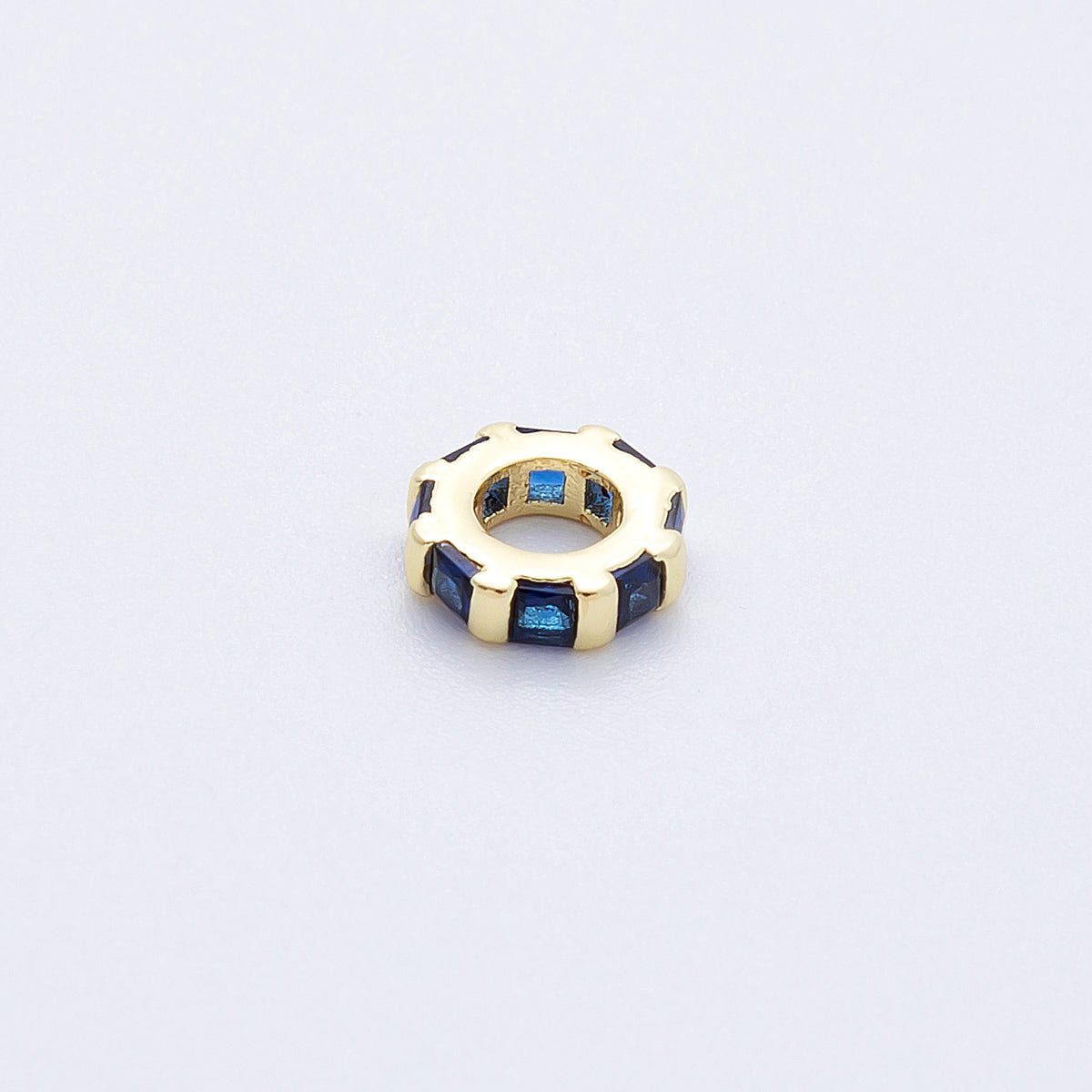 16K Gold Filled 8mm Personalized Birthstone Micro Paved Round CZ Rondelle Spacer Set | Beads - 00152 ~ Beads - 00163 - DLUXCA