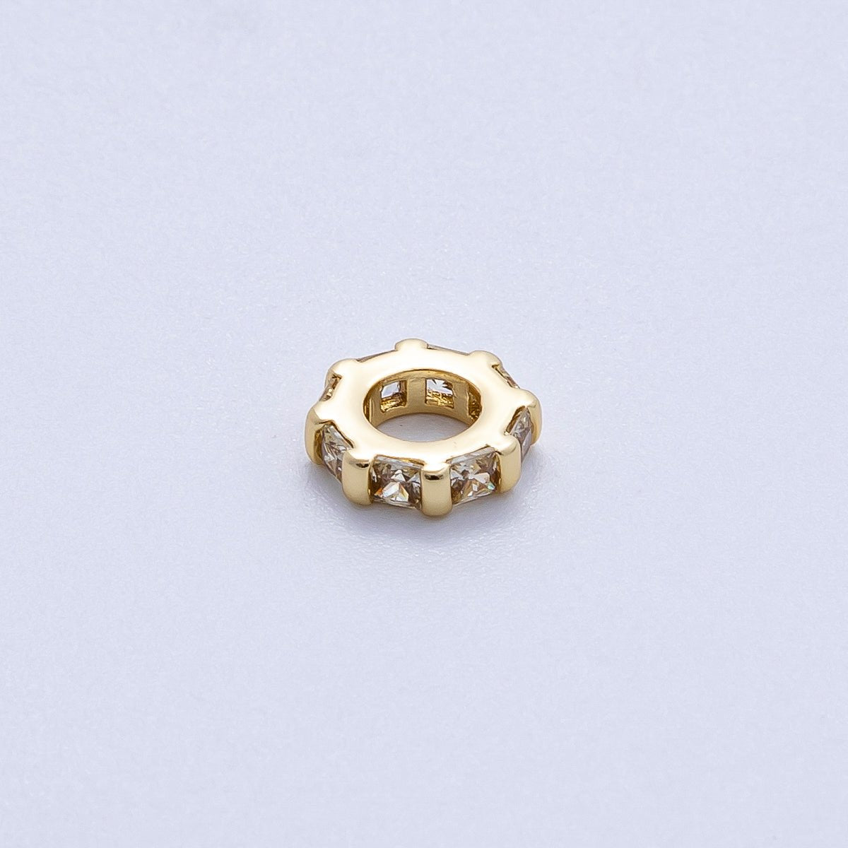 16K Gold Filled 8mm Personalized Birthstone Micro Paved Round CZ Rondelle Spacer Set | Beads - 00152 ~ Beads - 00163 - DLUXCA