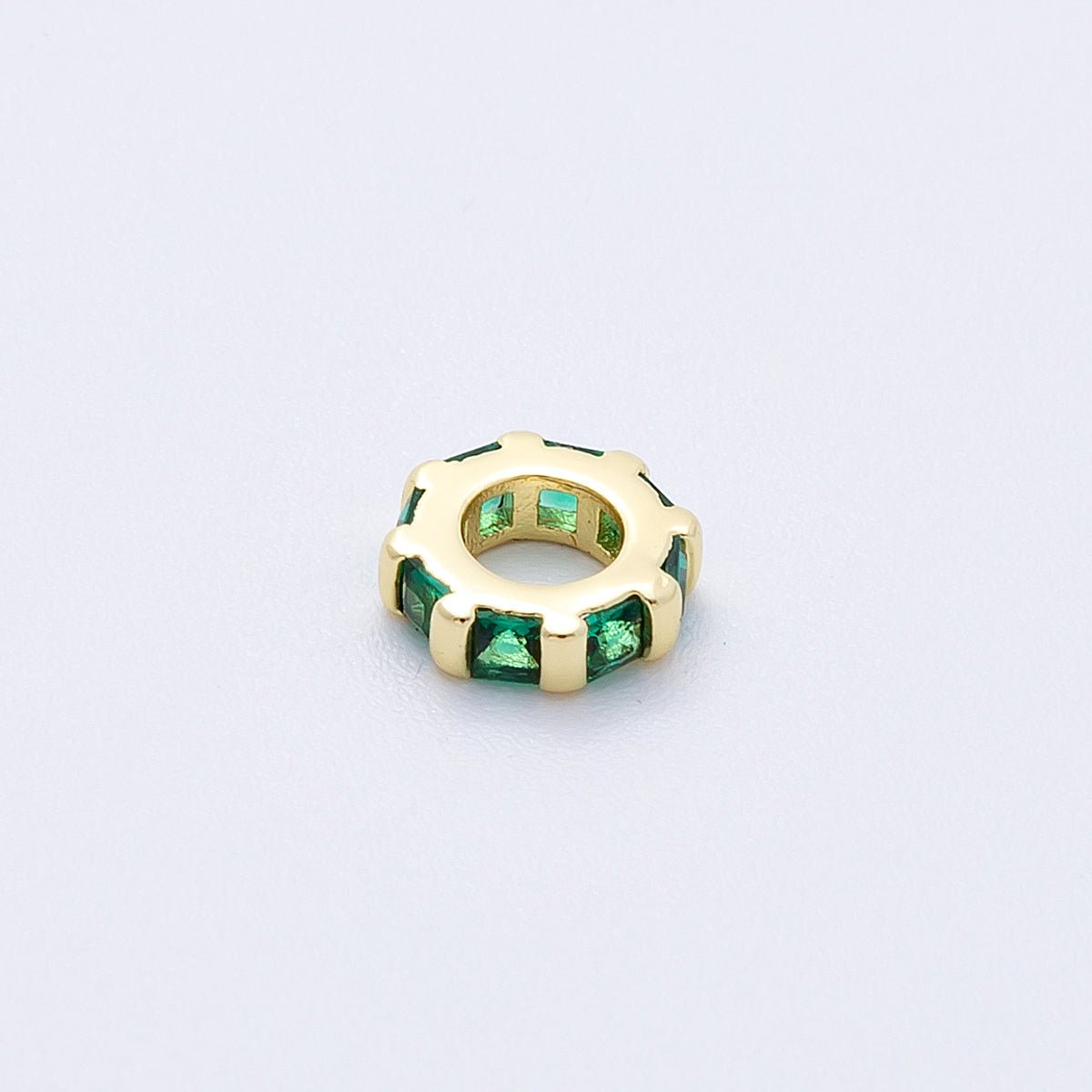 16K Gold Filled 8mm Personalized Birthstone Micro Paved Round CZ Rondelle Spacer Set | Beads - 00152 ~ Beads - 00163 - DLUXCA