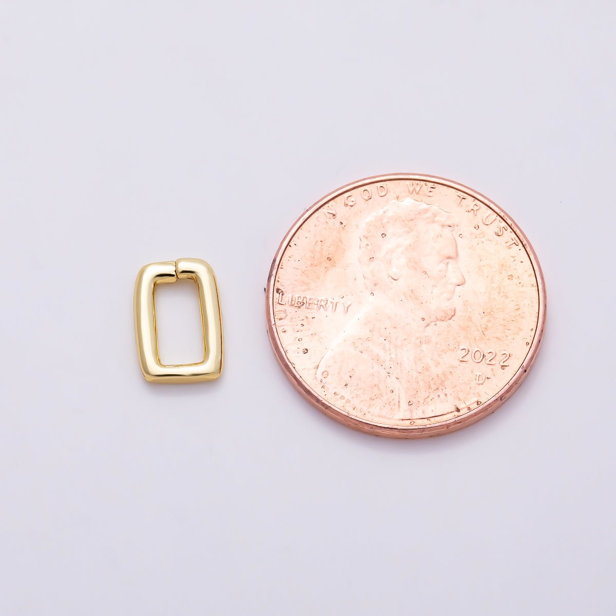 16K Gold Filled 8mm Rectangular Hinged Carabiner Push Clasp | Findings-00541 - DLUXCA