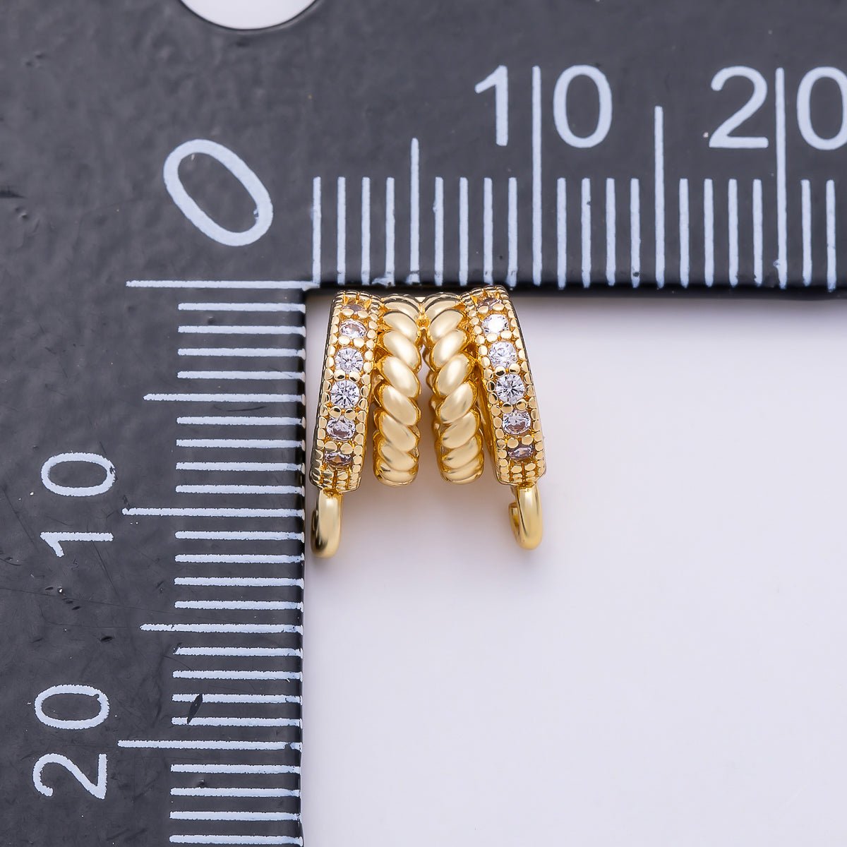 16K Gold Filled 9.5mm Micro Paved CZ Rope Open Loop Wide Bead | Connectors-00034 - DLUXCA
